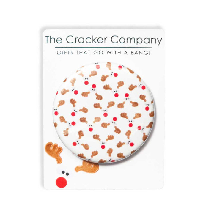 Cheeky Rudolph | 38mm Button Pin Badge | Little Gift | Cracker Filler