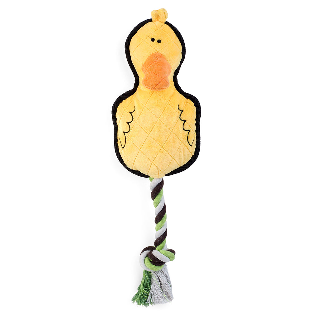 Fetch a Duck Squeaky Rope Tugger Dog Toy with Tough Seams - 38cm