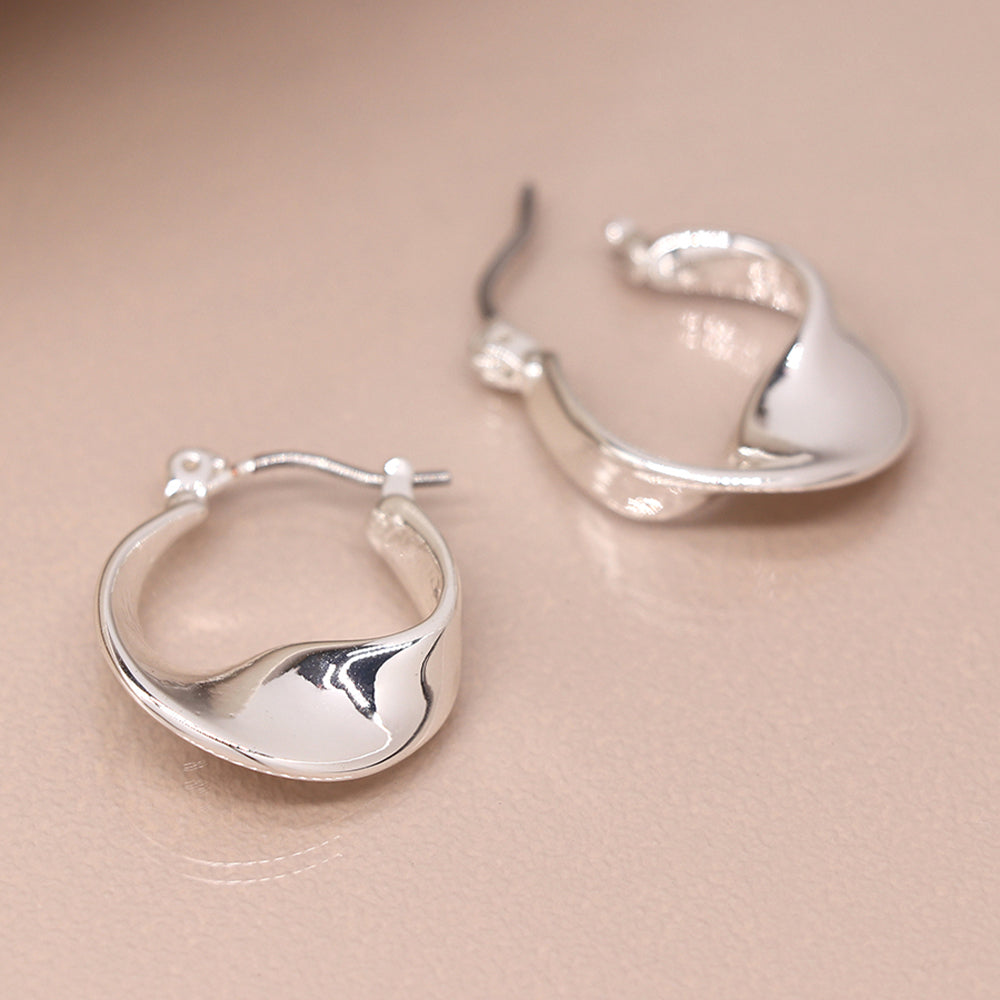 Smooth Twisted Hoop Earrings | Silver Plated | Mini Gift | Cracker Filler