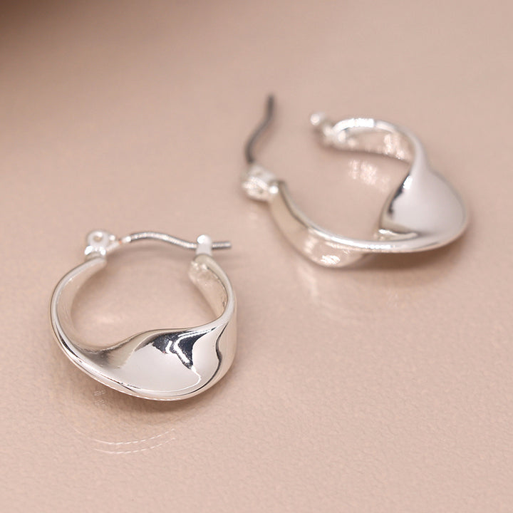 Smooth Twisted Hoop Earrings | Silver Plated | Mini Gift | Cracker Filler
