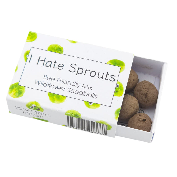 I Hate Sprouts | 6 Seedball Matchbox | Bee Mix | Cracker Filler | Little Gift