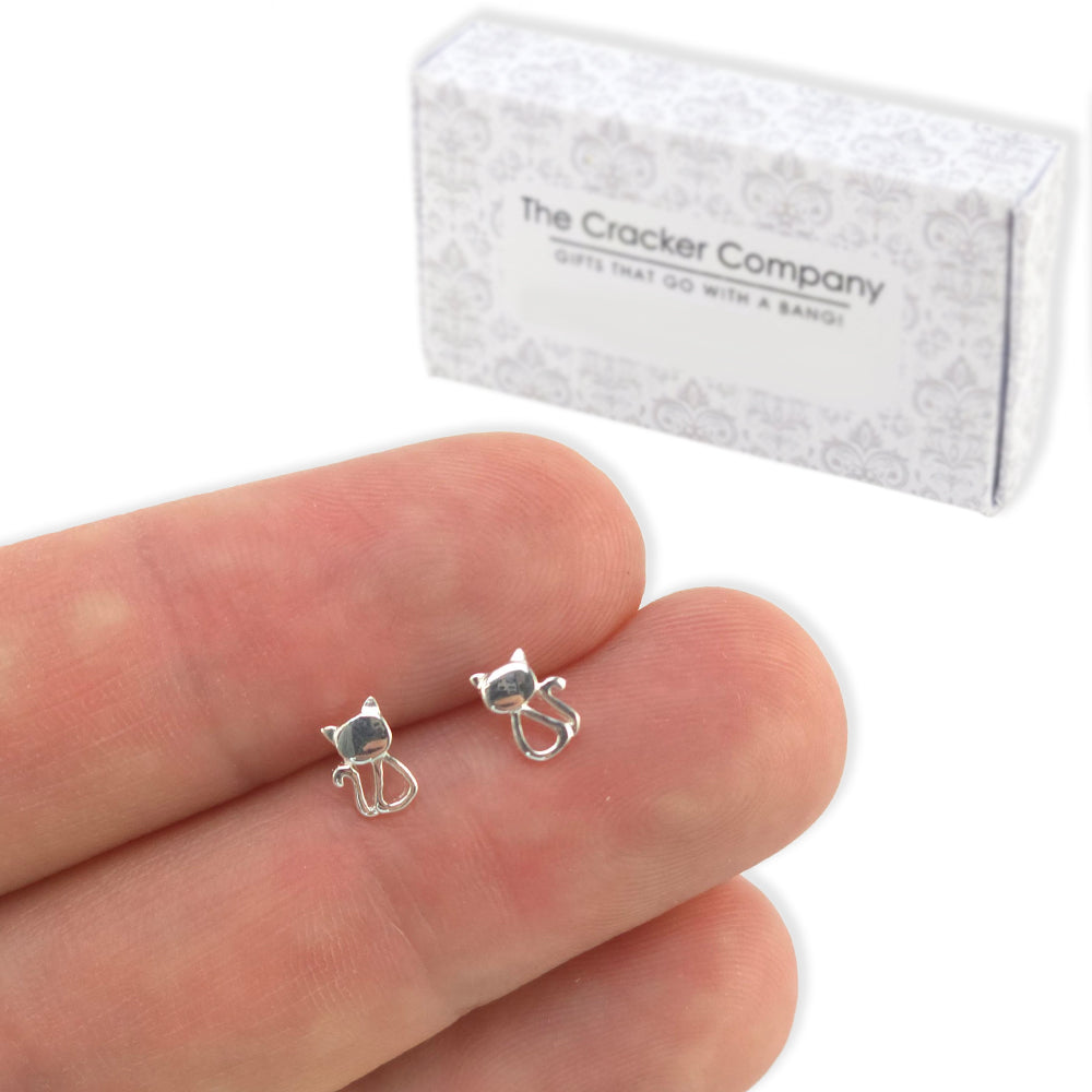 Sterling Silver Cat Earrings | Mini Gift | Cracker Filler