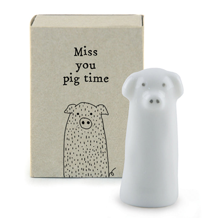 Miss You Pig Time | Porcelain Pig in a Matchbox | Cracker Filler | Little Gift