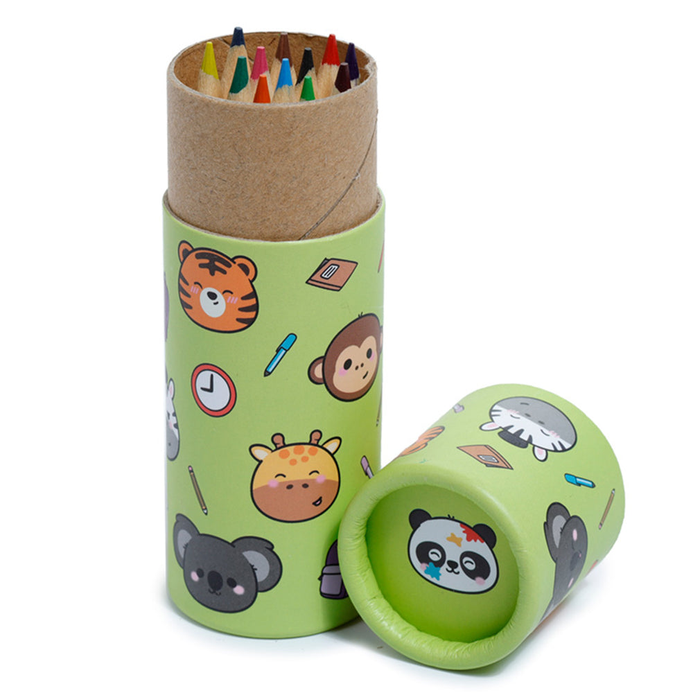 Cute Zoo | Tube of Pencil Crayons for Kids | Single | Little Gift | Cracker Filler