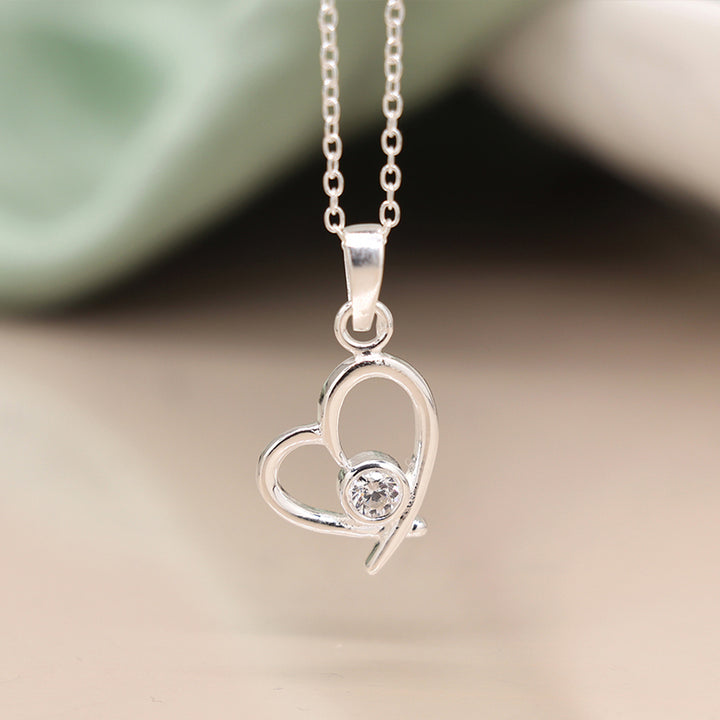 Sterling Silver Heart & CZ Crystal Necklace | Mini Gift | Cracker Filler