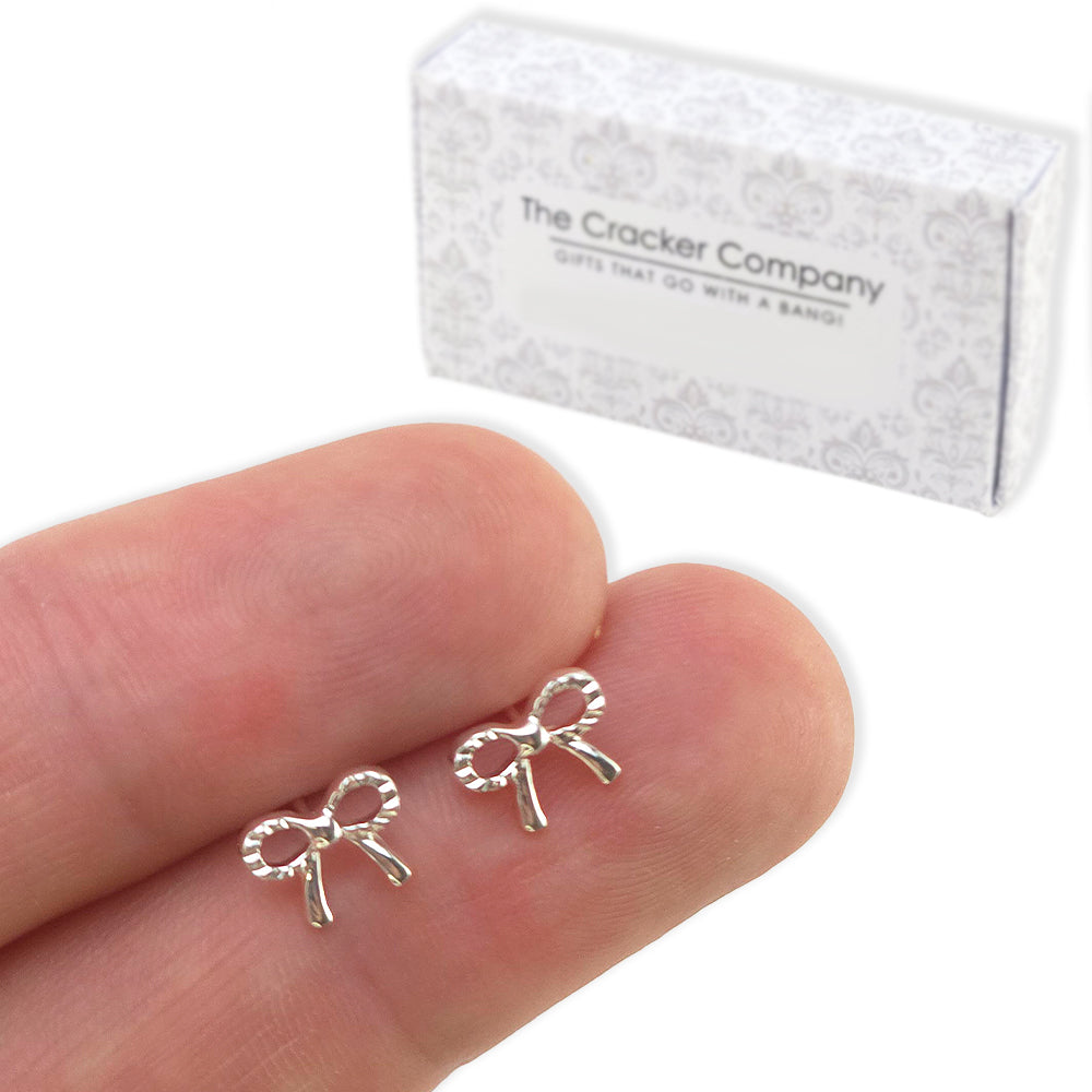 Sterling Silver Dainty Bow Earrings | Mini Gift | Cracker Filler