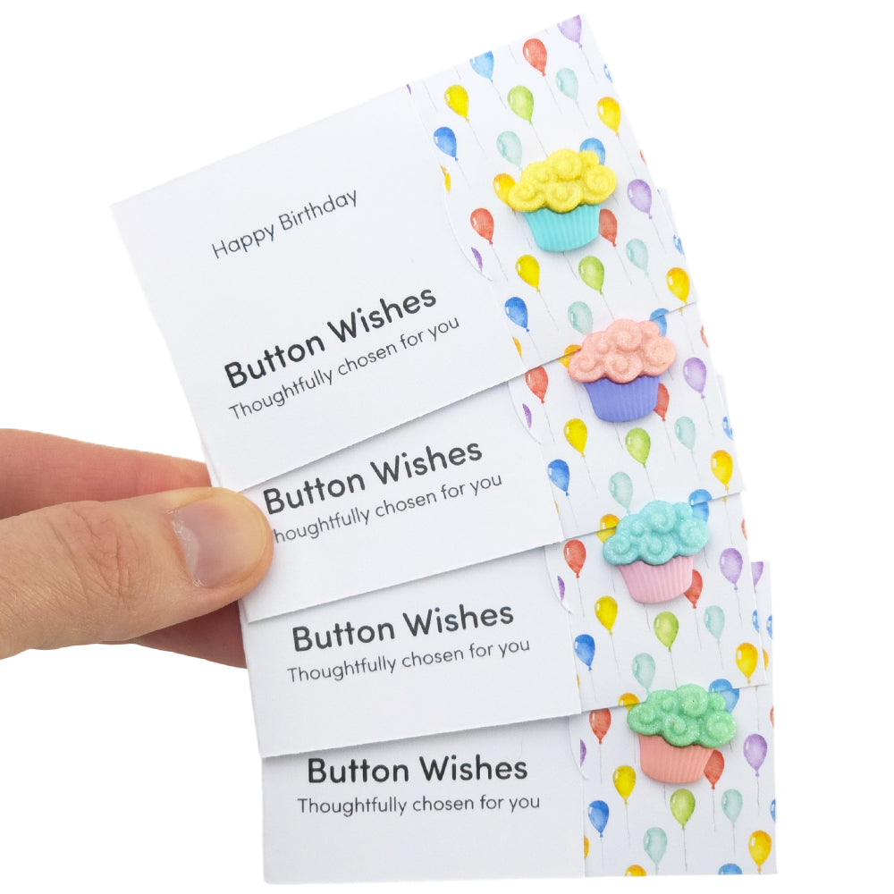 Happy Birthday | Cupcake | Button Wishes Sew On Token | Mini Cracker Filler Gift