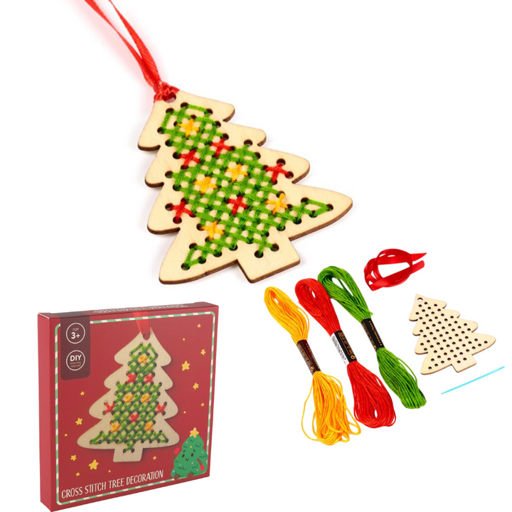 Kids Cross Stitch Christmas Tree Ornament | Complete Sewing Craft Kit