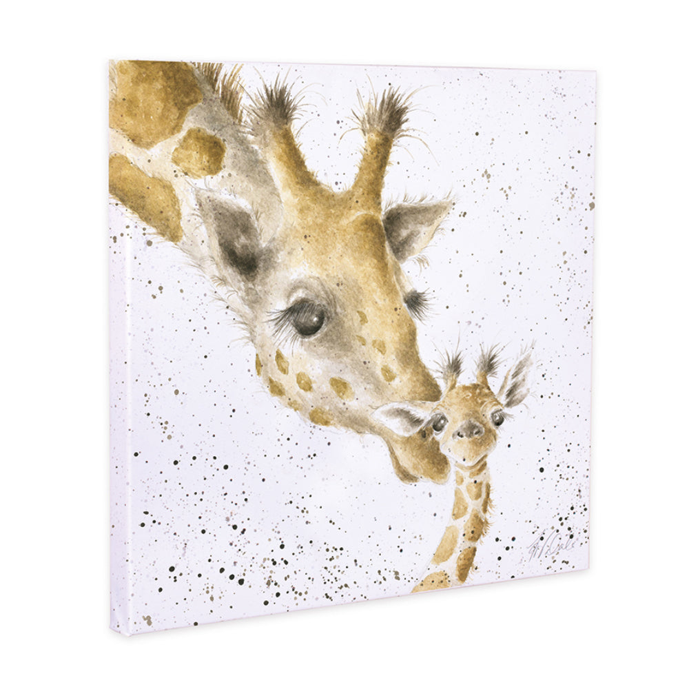 Giraffe 'First Kiss' | 20cm Square Canvas | Home Decor & Gift | Wrendale Designs