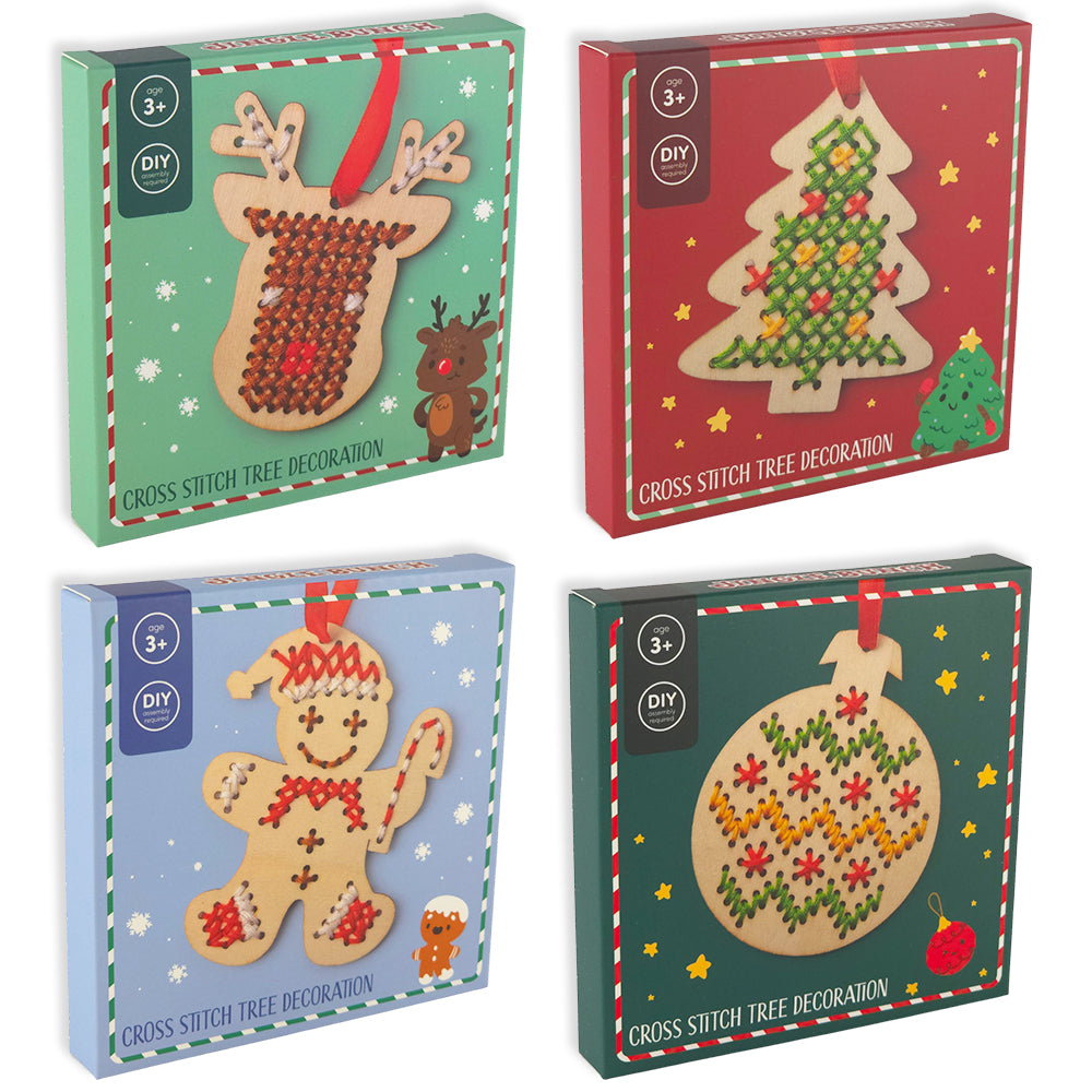 Kids Cross Stitch Christmas Tree Ornament | Complete Sewing Craft Kit