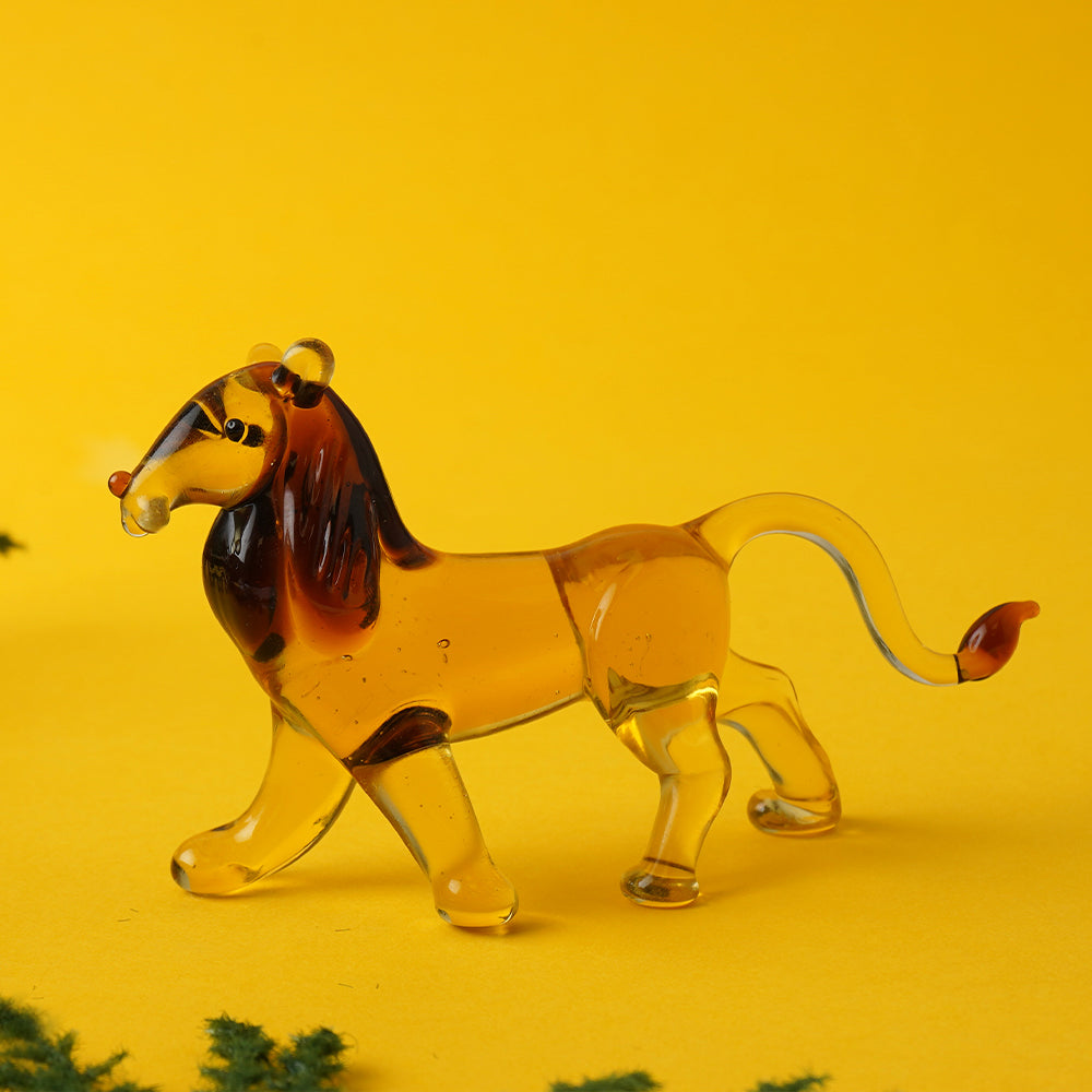 Small Glass Lion Ornament | 10cm Long | Little Gift