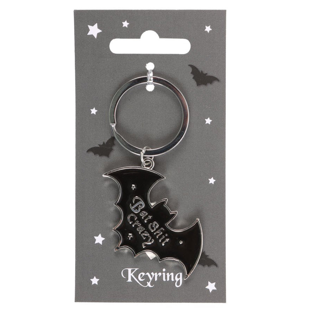 Bat Shit Crazy | Bat Shaped Enamel Keyring | Little Gift | Cracker Filler