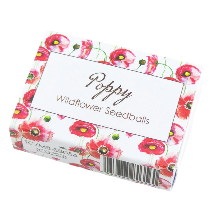 Watercolour Poppies | 6 Seedball Box | Cracker Filler | Little Gift