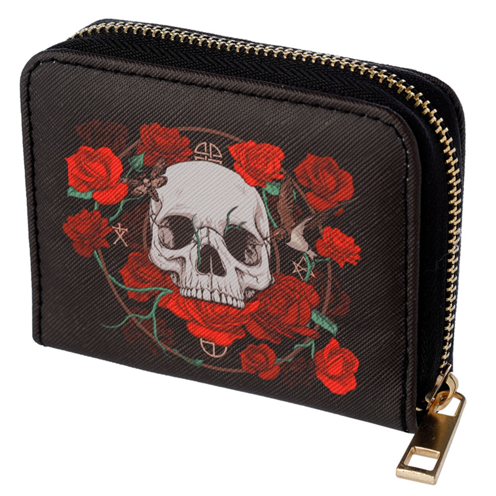 Skulls and Roses | Gothic | Zip Around Coin Purse | Ideal Gift