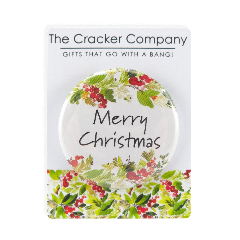 Watercolour Berries | Merry Christmas | 38mm Badge | Little Gift | Cracker Filler