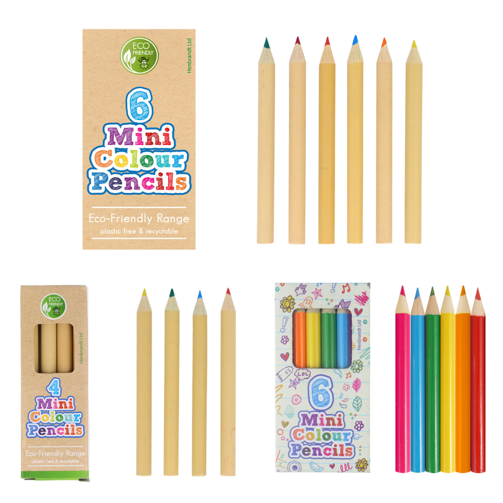 Mini Colouring Pencils | 4 or 6 Pack | Little Gift | Cracker Filler