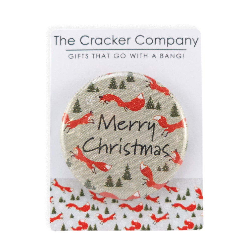 Christmas Fox | Merry Christmas | 38mm Pin Badge | Little Gift | Cracker Filler