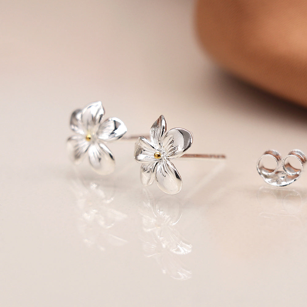 Sterling Silver Violet Flower Earrings | Mini Gift | Cracker Fillers