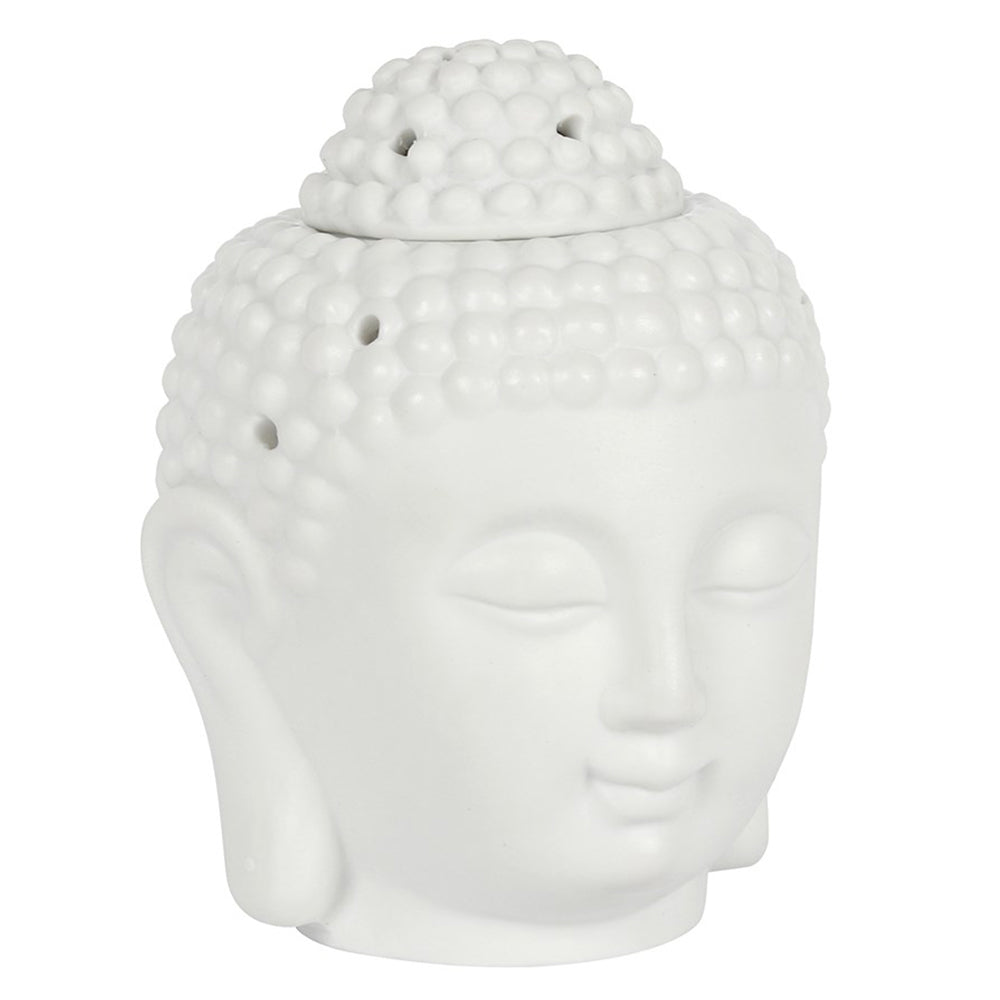 Buddha Head | Oil Burner | White Ceramic | 17cm Tall
