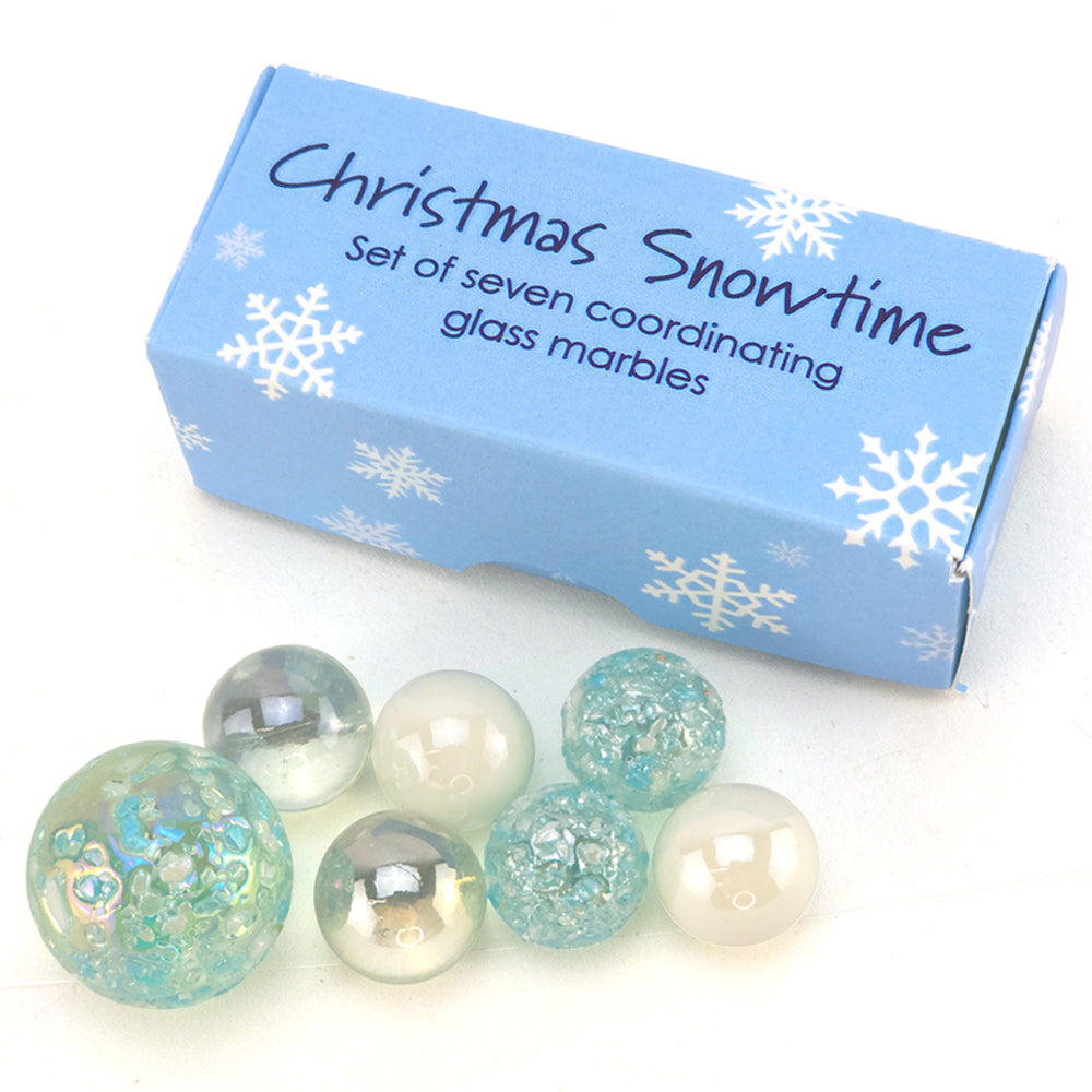 Christmas Snowtime | Mini Box of Marbles for Kids | Cracker Filler | Little Gift