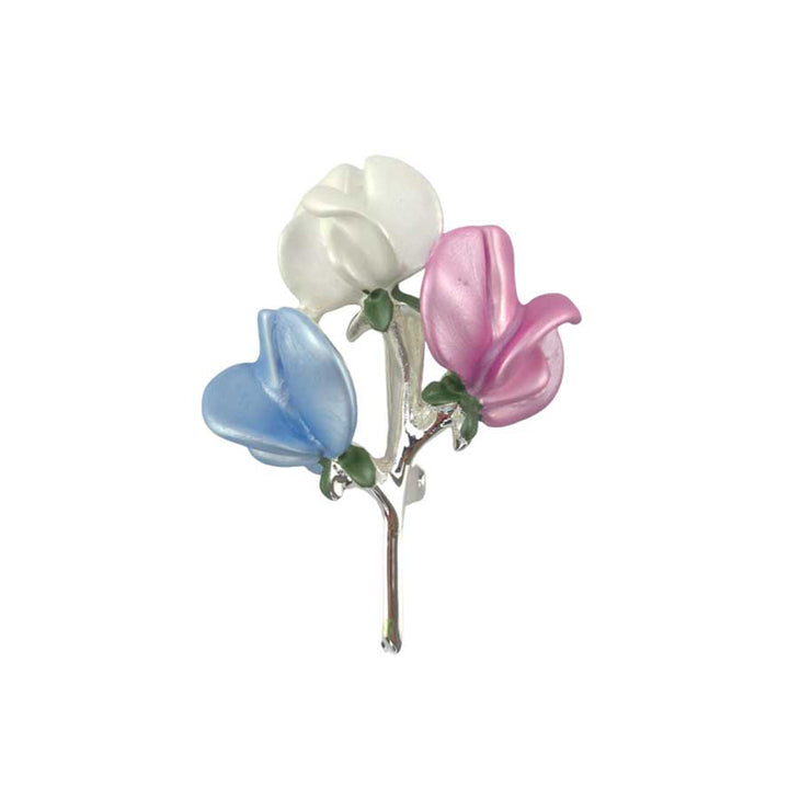Sweet Pea Bouquet | Silver Tone Brooch | Little Gift | Cracker Filler