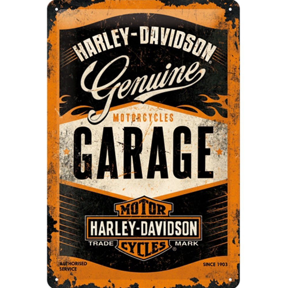 Harley Davidson Garage Vintage Design Large Embossed Tin Sign | 30x20cm