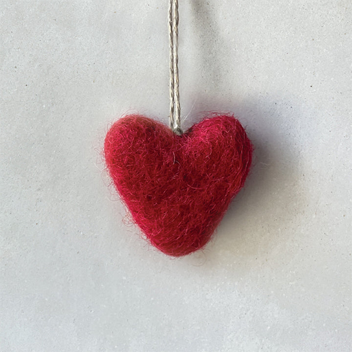 3.5cm Handmade Felt Christmas Tree Heart Bauble | Cracker Filler | Little Gift
