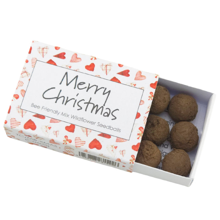 Scandi Hearts | Merry Christmas | Bee Mix 6 Seedballs | Cracker Filler Mini Gift