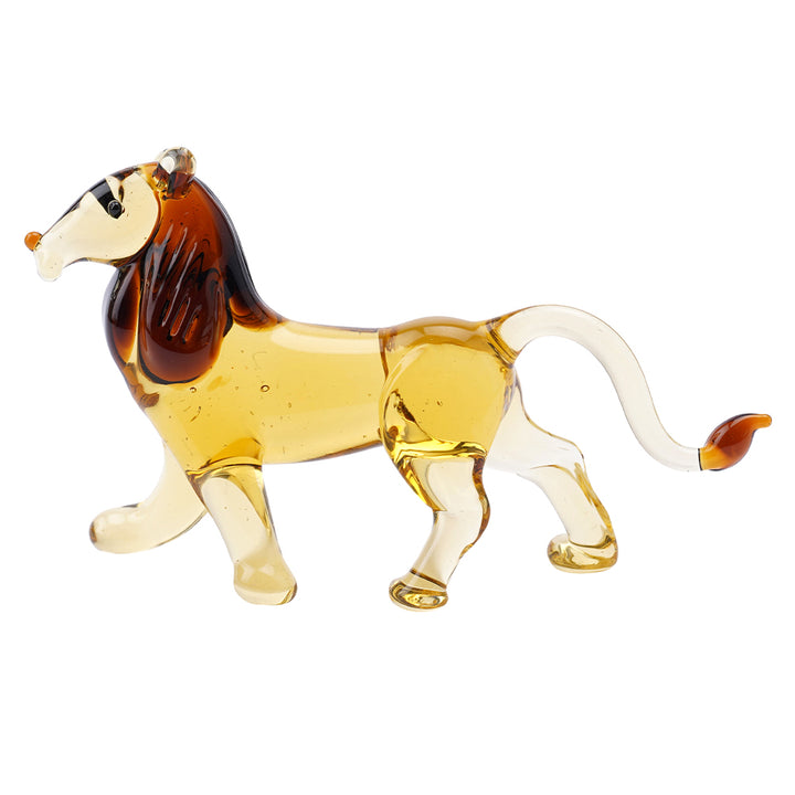 Small Glass Lion Ornament | 10cm Long | Little Gift
