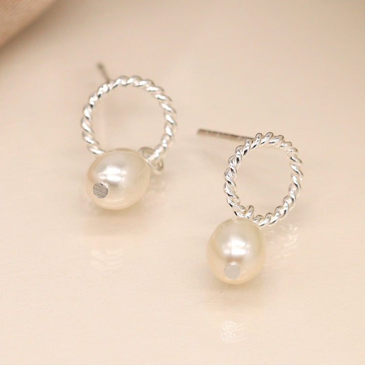 Sterling Silver Rope Hoop & Pearl Earrings | Mini Gift | Cracker Filler