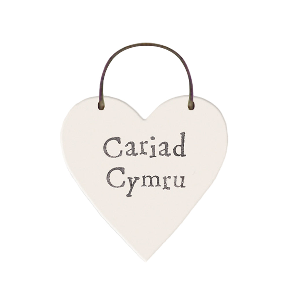 Cariad Cymru | Little Welsh Wooden Hanging Heart | Mini Gift | Cracker Filler