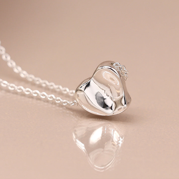 Silver Plated Wavy Surface Heart Necklace | Mini Gift | Cracker Filler