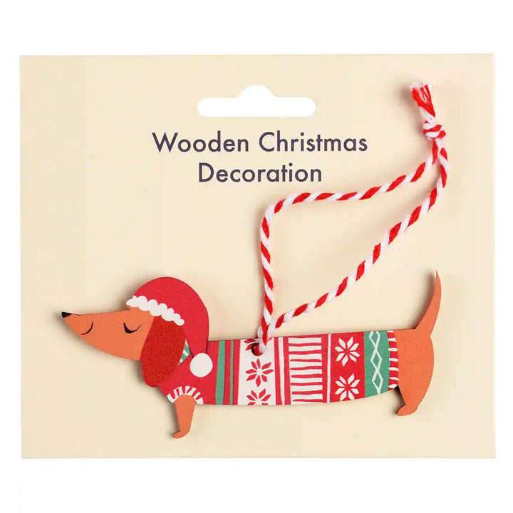 Sausage Dog | Dachshund Wooden Christmas Decoration | Little Gift | Cracker Filler