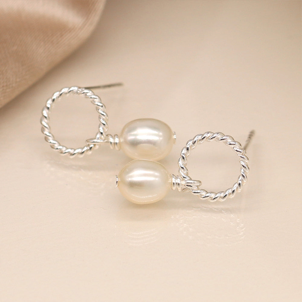 Sterling Silver Rope Hoop & Pearl Earrings | Mini Gift | Cracker Filler