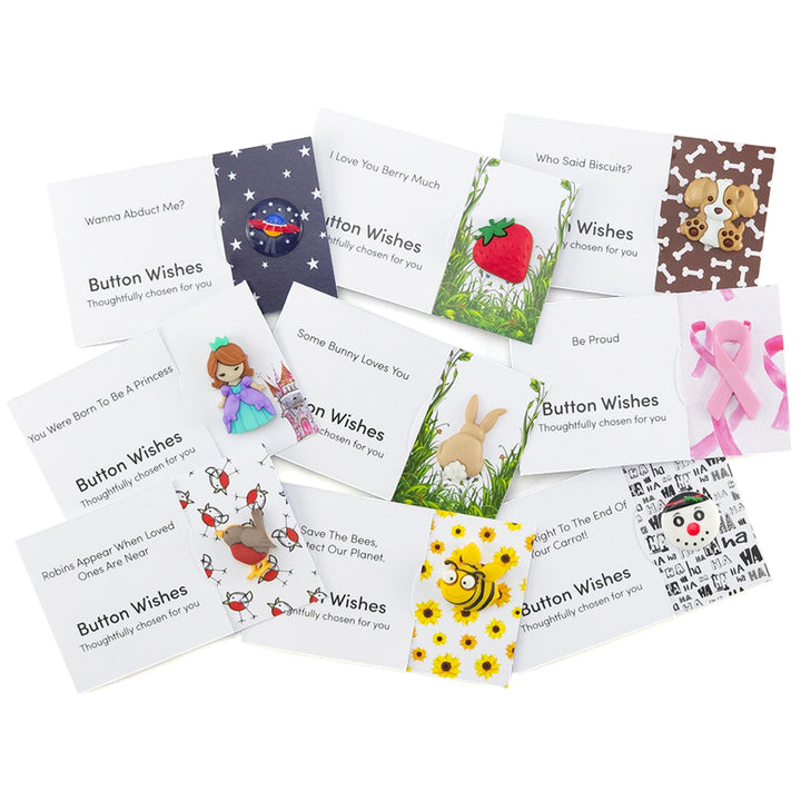 Happy Birthday | Teddy Bear | Button Wishes Sew On Token | Mini Cracker Filler