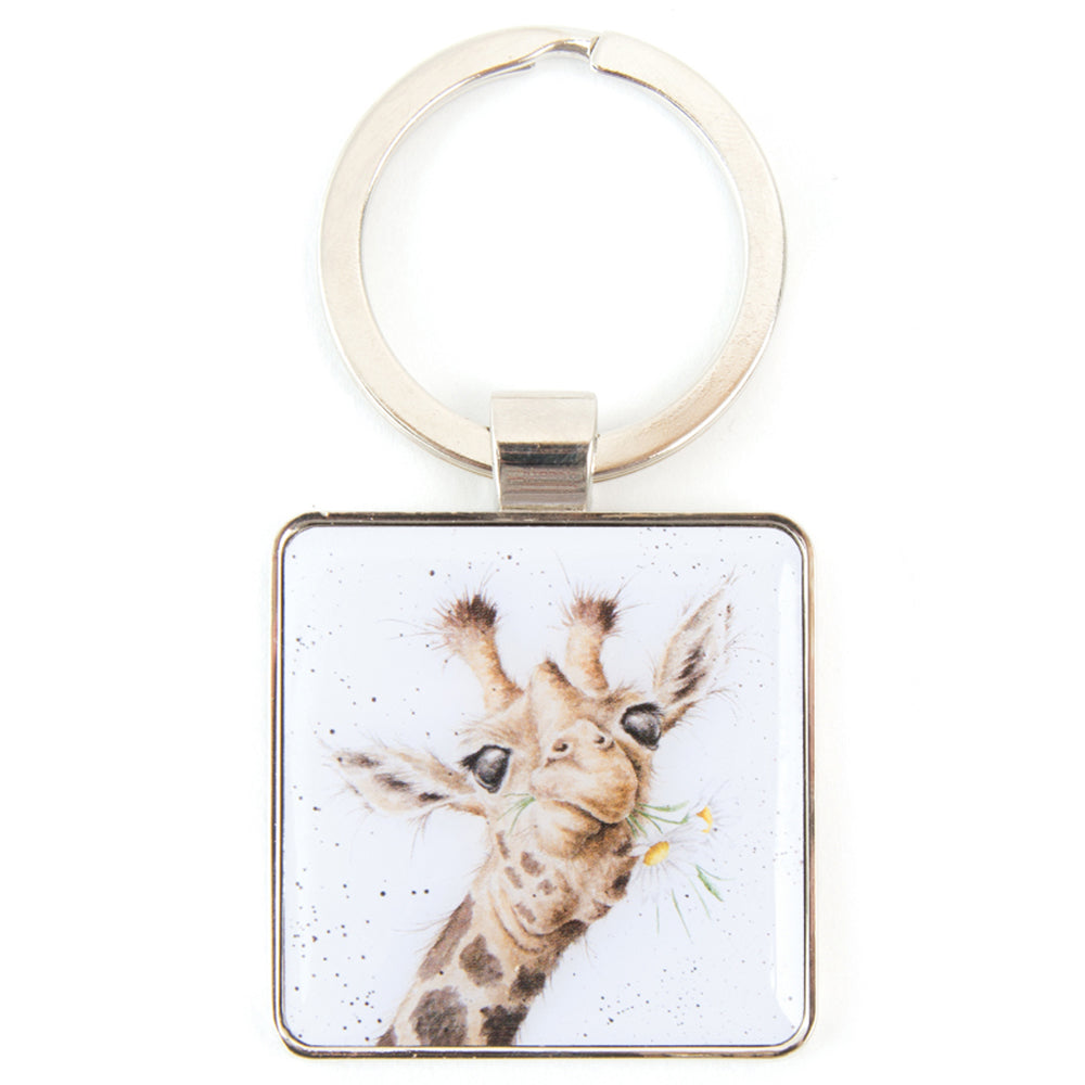 Wrendale Designs 'Flowers' Giraffe Metal Keyring | Cracker Filler | Little Gift