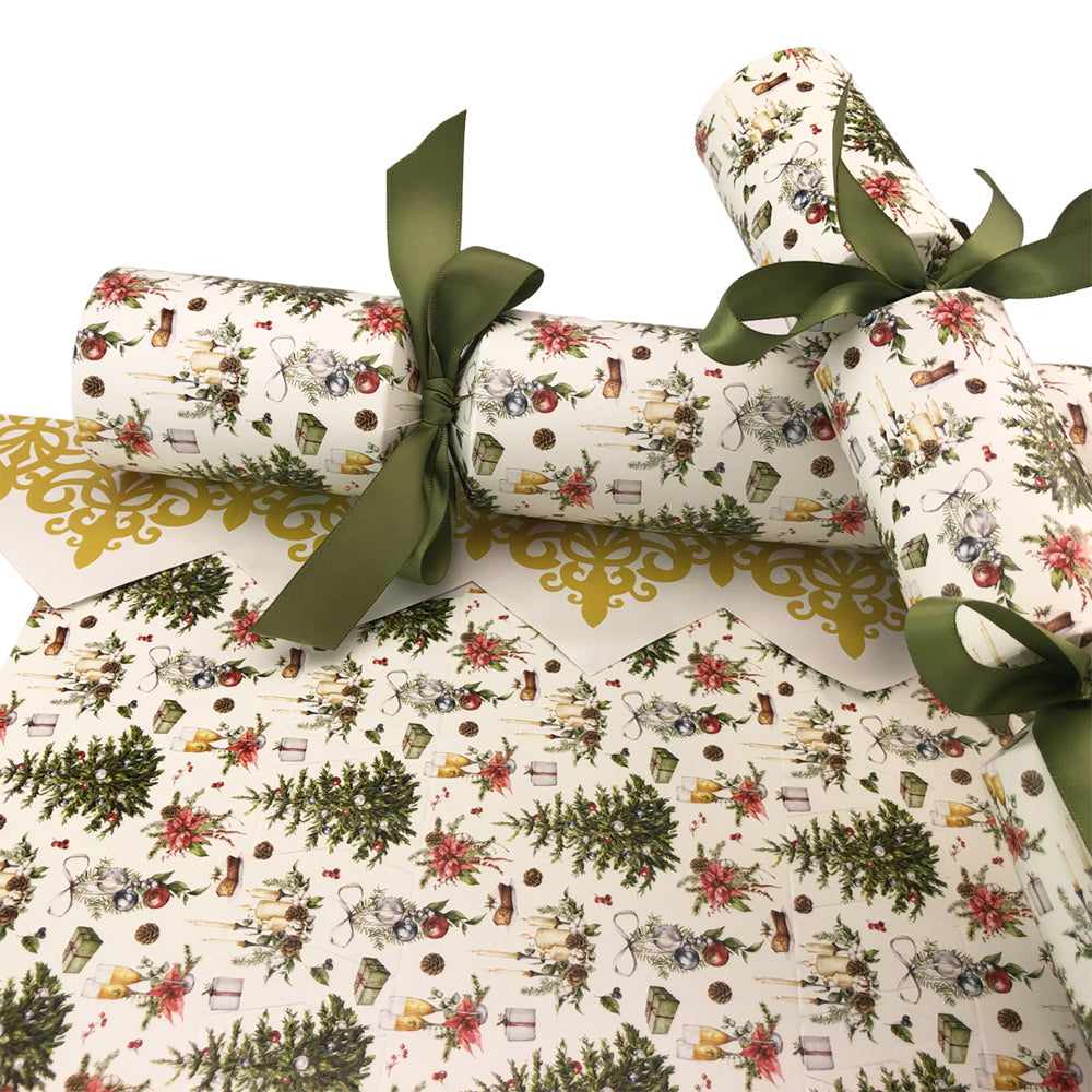 Watercolour Traditional Christmas | SNAPLESS Cracker Making Craft Kit | Makes 6