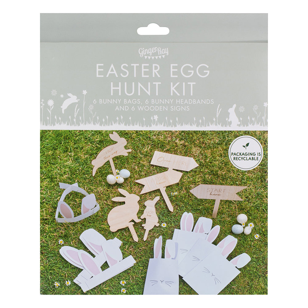 Easter Egg Hunt Kit for 6 Kids | Treat Bags, Headbands & Signs