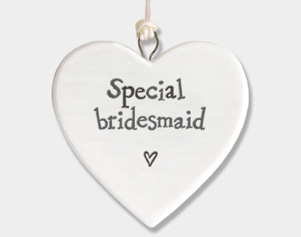 Special Bridesmaid Hanging Porcelain Heart | Cracker Filler | Mini Gift