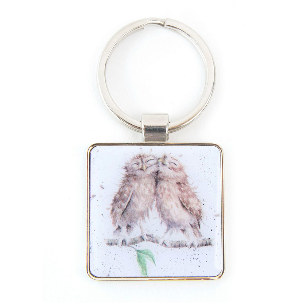 Wrendale Metal Keyring | Owls Cuddling | Cracker Filler | Little Gift