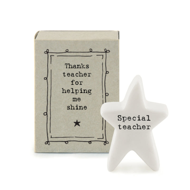 Thanks Teacher | Helping Me Shine | Porcelain Star | Cracker Filler Gift