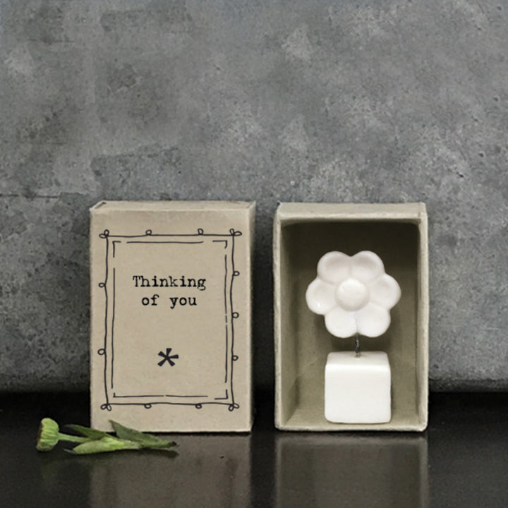 Mini Ceramic Standing Flower Ornament 'Thinking of You' | Cracker Filler | Mini Gift