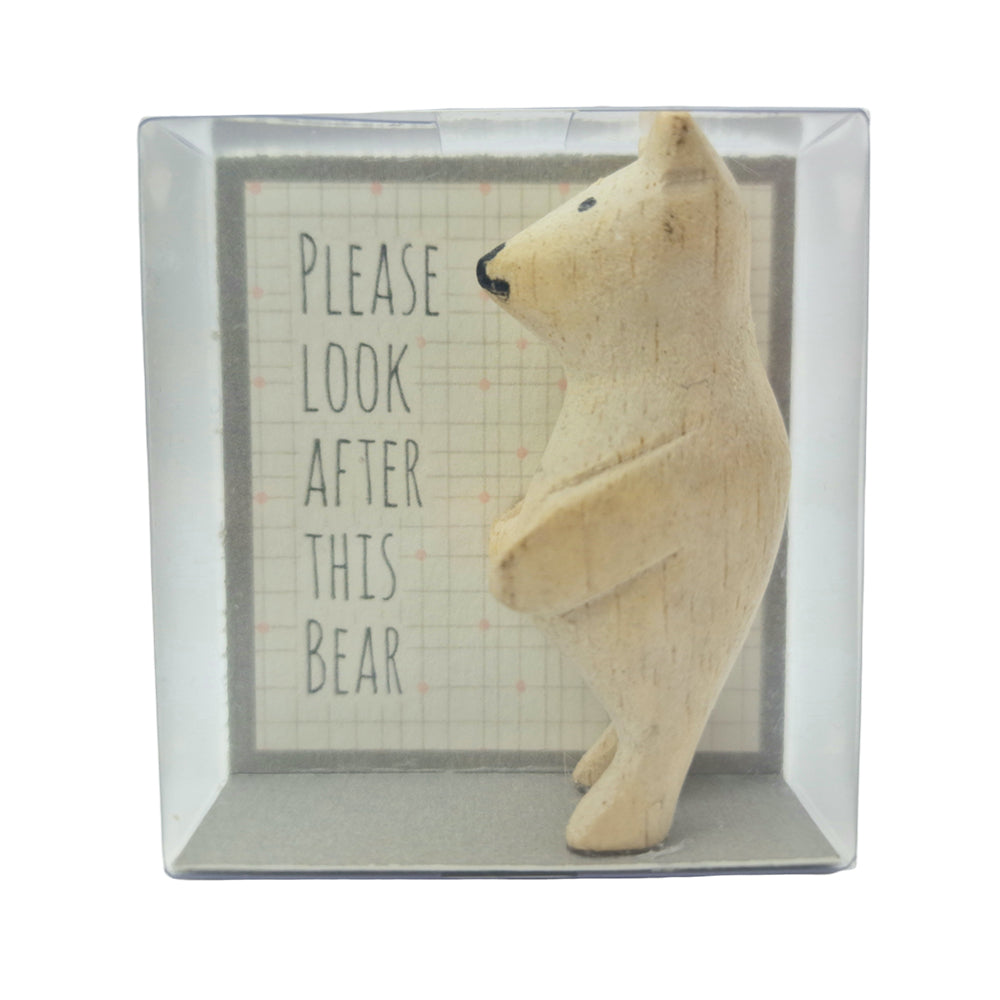 4cm Wooden Bear Boxed | Please Look After This Bear | Cracker Filler | Mini Gift