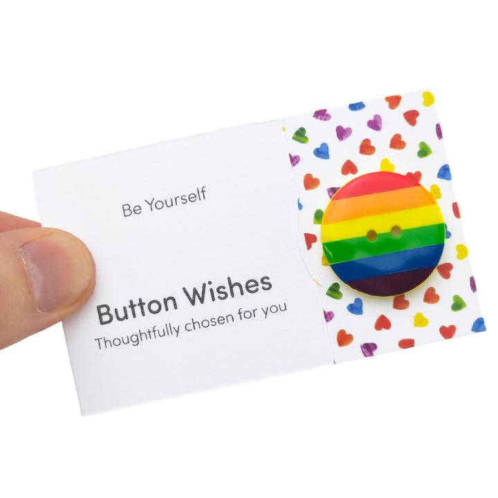 Be Yourself | Rainbow | Button Wishes Sew On Token | Little Gift | Cracker Filler