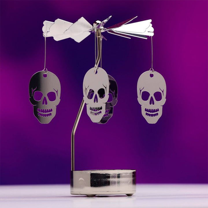 Gothic Skull | Rotating Carousel Spinning Tea Light Holder | Boxed Gift Idea