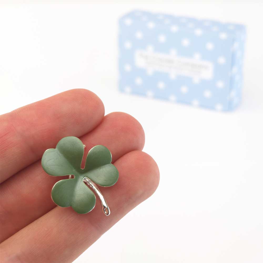 Irish Shamrock Brooch | Matt Green | 2.5cm Wide | Little Gift | Cracker Filler