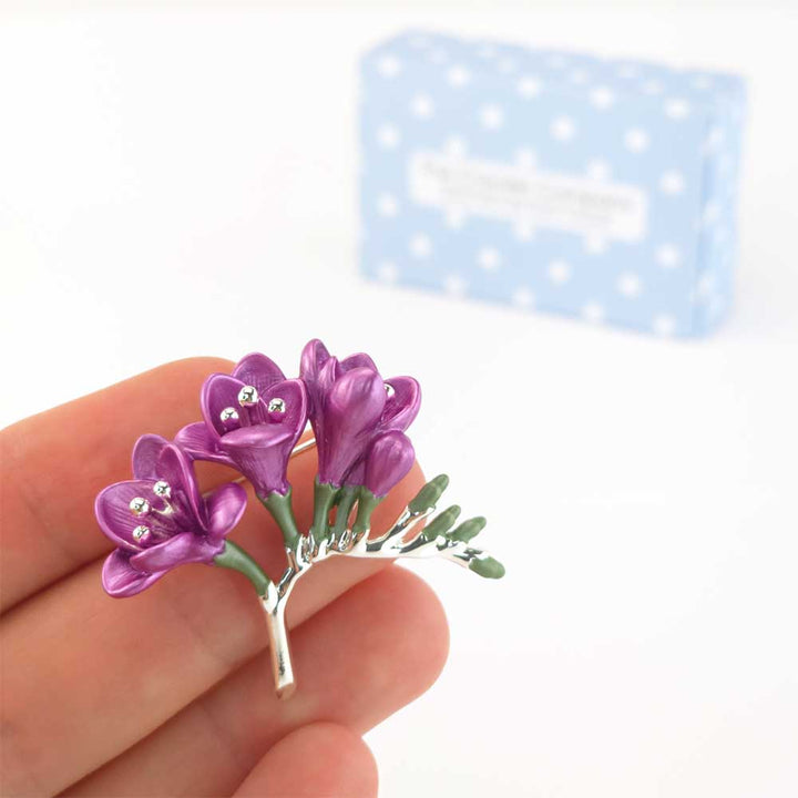 Pearlescent Purple Freesia Brooch | 4.5cm Wide | Little Gift | Cracker Filler