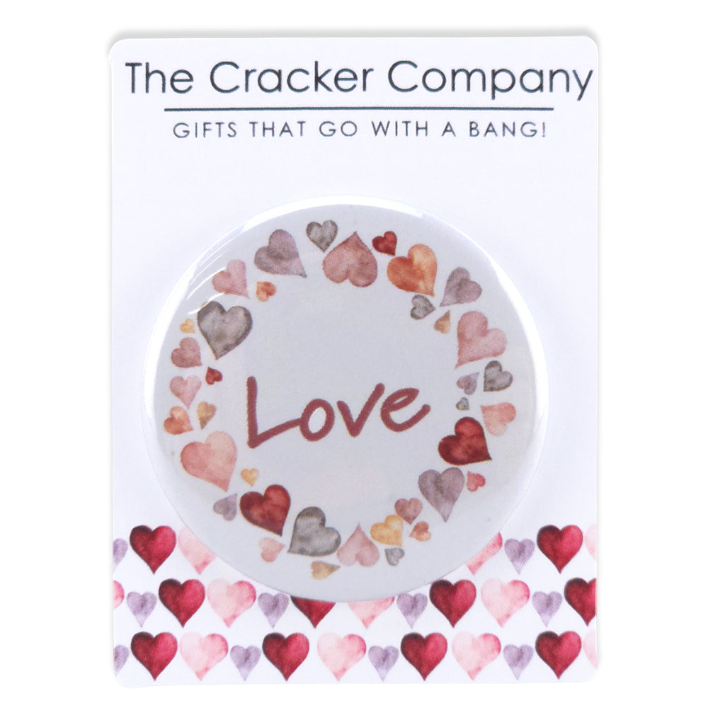 Watercolour Hearts | 38mm Button Pin Badge | Little Valentines Cracker Filler