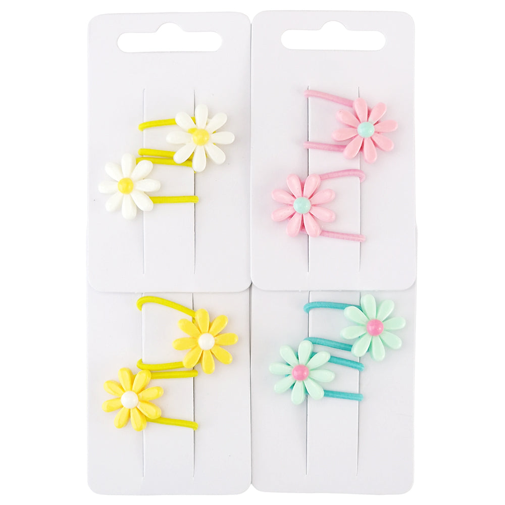 Pretty Daisy Hair Elastic Ties | Single 2-Pack | Little Gift | Cracker Filler