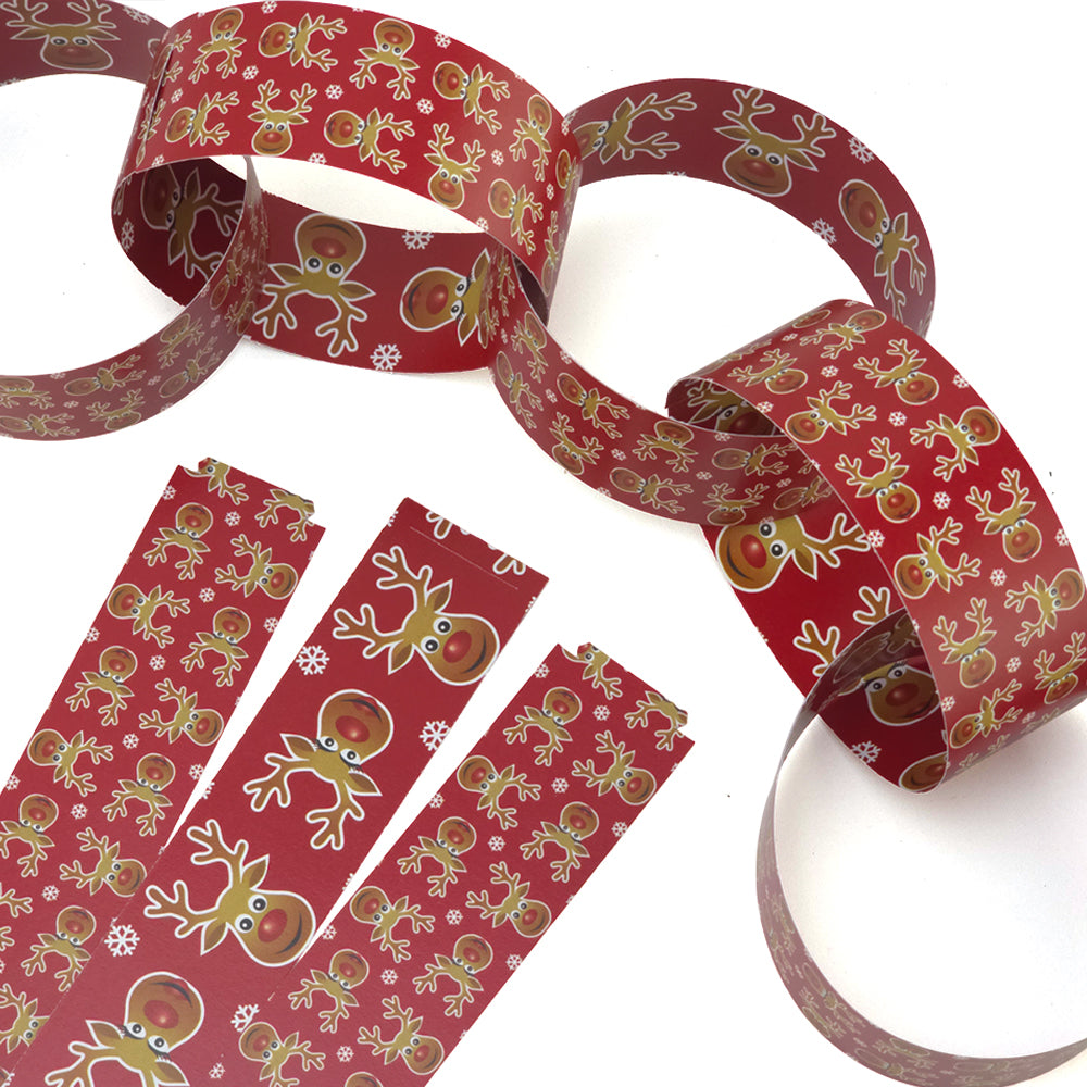 30 Reusable Christmas Paper Chains | Cheery Rudolph | No Glue Needed ...